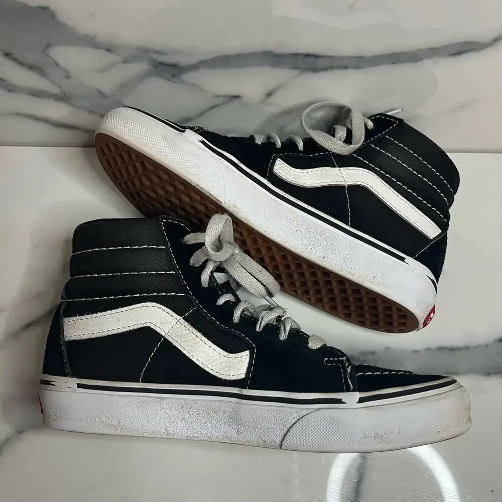 Vans Unisex Black White Suede High Top Skateboard Shoes M Sz 4.5 W Sz 6